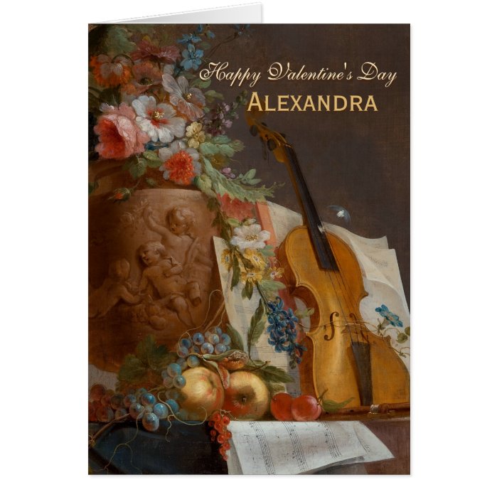 Flowers and violin CC0642 Valentine Greeting Card