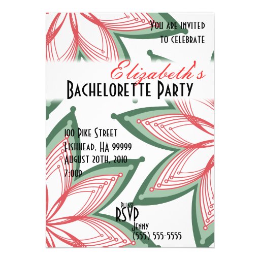 Flowers Bachelorette Party Green Invitation