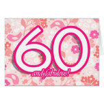 Flowers & Birds Bright Pinks 60th Birthday Card