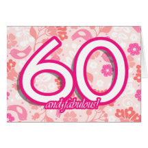 Flowers & Birds Bright Pinks 60th Birthday Card