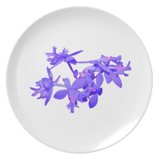 Flowers Blue Tinted Ground Orchid Party Plates