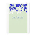 flowers blue white green, Save the date postcards by trish1968 flowers blue white green, Save the date postcards