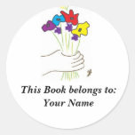 Flowers, Book Label Round Sticker