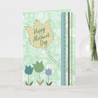 Flowers, Dots and Stripes card