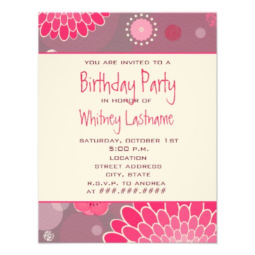 Flowers & Dots Birthday Party Invite