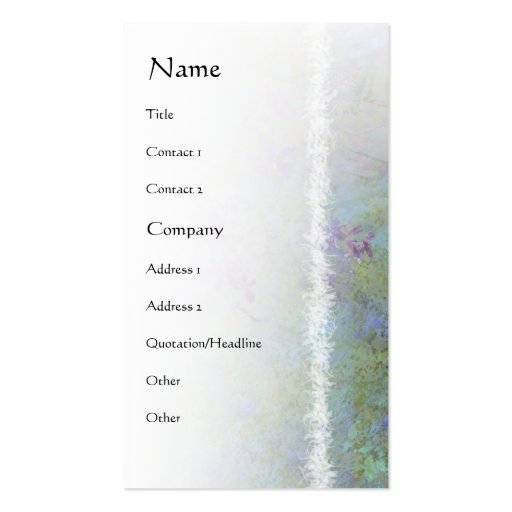 Flowers & Feathers Garden Glow Business Card (front side)