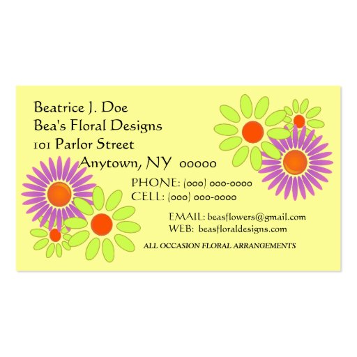 Flowers Floral "CRAZY-DAZY" CRAFT BUSINESS CARD (front side)