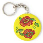Flowers For My Belle II - Yellow Bkg. Key Chain
