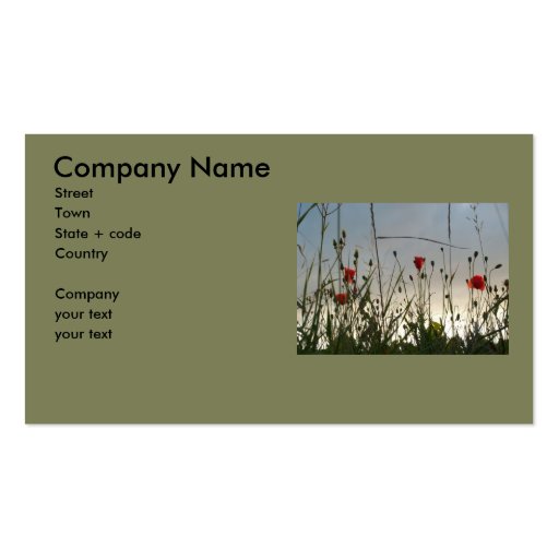 Flowers - Four Red Poppies Business Card Template (front side)