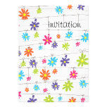 Flowers hanging from a line custom invitations