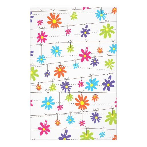 Flowers hanging from a line stationery design