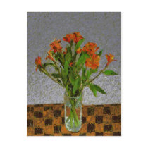 "Flowers In A Glass Vase" Postcard