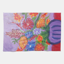 flowers in a jar cotton kitchen towel