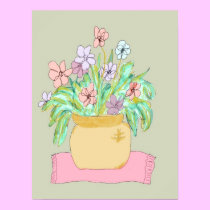 Flowers in a Pot in Pastel posters