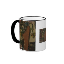 flowers in a tan vase  mugs