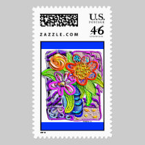 flowers in a vase 1 postage