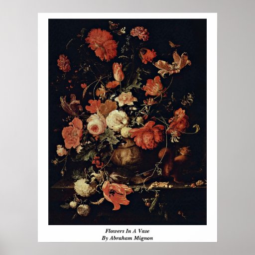 Flowers In A Vase By Abraham Mignon Posters