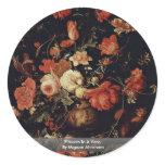 Flowers In A Vase By Mignon Abraham Round Sticker