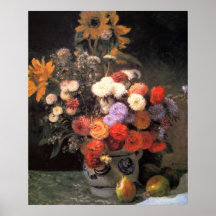 Flowers in a vase by Pierre Renoir Poster