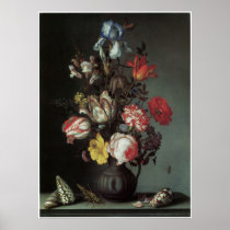 Flowers in a Vase with Shells and Insects Posters