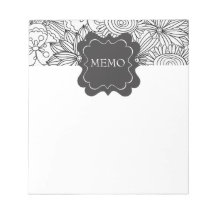 Flowers in Black and White Memo Pads