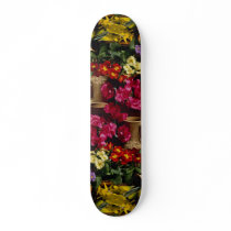 Flowers in brass bowl skate board deck