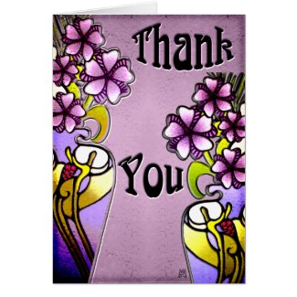 Flowers in Craftsman Painted Vases (Thank You) Stationery Note Card