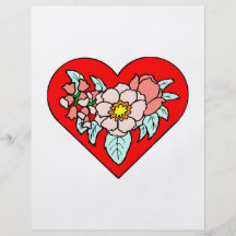 flowers in heart graphic pink red love custom flyer