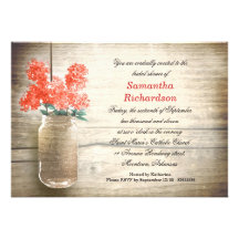 flowers in mason jar bridal shower invitations