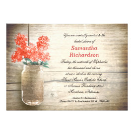 flowers in mason jar bridal shower invitations