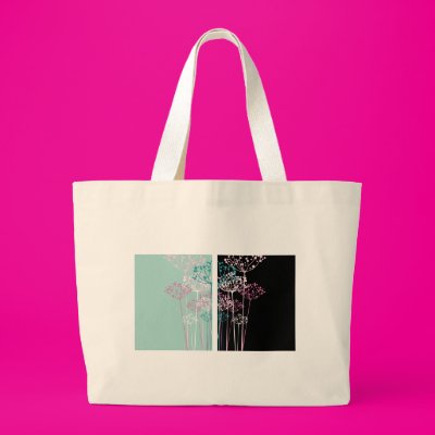 Flowers in Turquoise and Black Canvas Bags Zazzle_bag