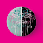 Flowers in Turquoise and Black Button