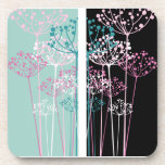 Flowers in Turquoise and Black Beverage Coasters