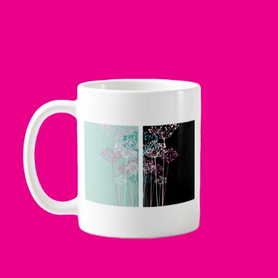 Flowers in Turquoise and Black Mugs Zazzle_mug Flowers in Turquoise and Black Mugs Zazzle_mug