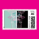 Flowers in Turquoise and Black Stamps