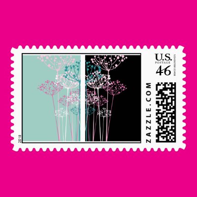 Flowers in Turquoise and Black Stamps Zazzle_stamp