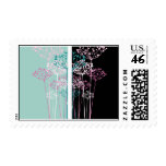 Flowers in Turquoise and Black Stamps