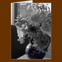 Flowers in Vase Black and White Photograph Card