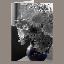 Flowers in Vase Black and White Photograph Card