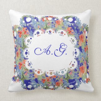 Flowers, Lace and Monogramm Pillow mojo_throwpillow