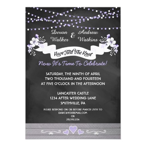 Flowers & Lights Chalkboard Post Wedding Invite