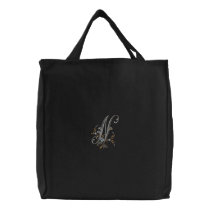Flowers Monogram N Tote Bag embroidered bags by embroidered Flowers Monogram N Tote Bag embroidered bags