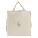 Flowers Monogram T Tote Bag embroidered bags