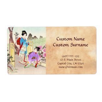 Flowers of Floating World, Viewing a Peony Garden Personalized Shipping Label
