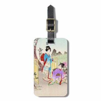 Flowers of Floating World, Viewing a Peony Garden Tag For Luggage
