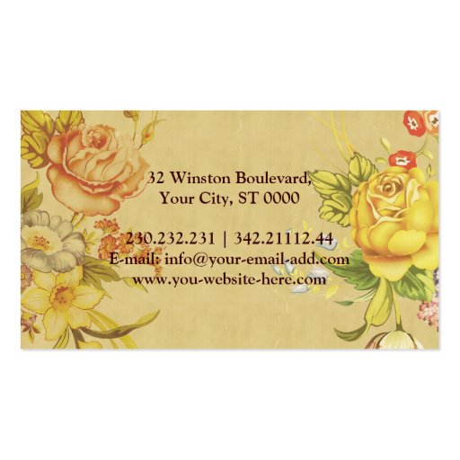 Flowers of Spring - Faux Vintage Style Business Card Templates (back side)