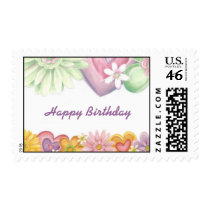 Flowers of Time-Happy Birthday postage by CaringHearts Flowers of Time-Happy Birthday postage