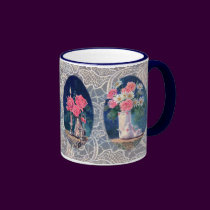 FLOWERS & OLD LACE by SHARON SHARPE mugs