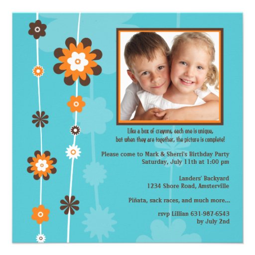 Flowers on a String Photo Invitation