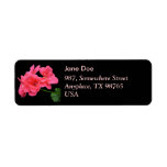 Flowers on black background return address labels